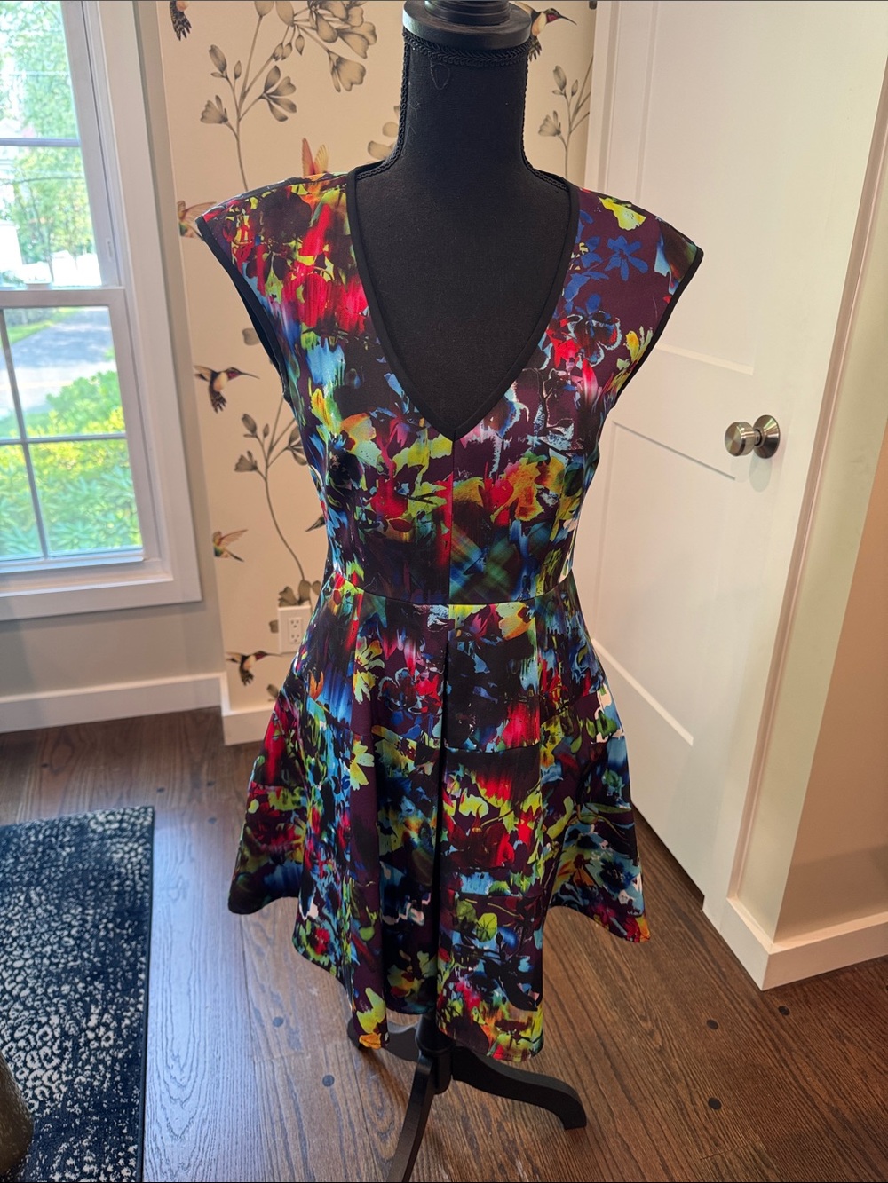 Vibrant Multicolor Floral Fit-and-Flare Dress